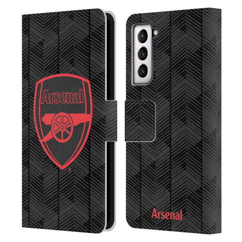 Arsenal FC Crest and Gunners Logo Black Leather Book Wallet Case Cover For Samsung Galaxy S21 5G