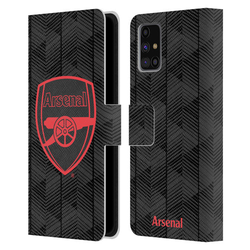 Arsenal FC Crest and Gunners Logo Black Leather Book Wallet Case Cover For Samsung Galaxy M31s (2020)