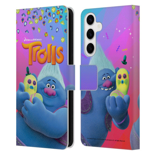 Trolls Snack Pack Biggie & Mr. Dinkles Leather Book Wallet Case Cover For Samsung Galaxy S24+ 5G
