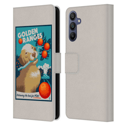 Lantern Press Dog Collection Golden Oranges Leather Book Wallet Case Cover For Samsung Galaxy A15
