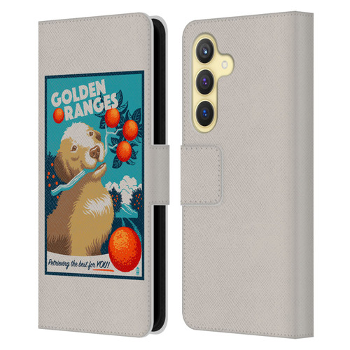 Lantern Press Dog Collection Golden Oranges Leather Book Wallet Case Cover For Samsung Galaxy S24 5G