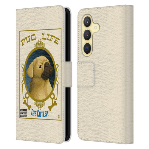 Lantern Press Dog Collection Pug Life Leather Book Wallet Case Cover For Samsung Galaxy S24 5G
