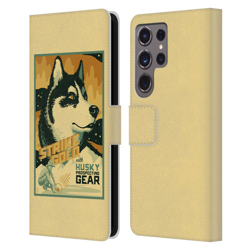 Lantern Press Dog Collection Husky Leather Book Wallet Case Cover For Samsung Galaxy S24 Ultra 5G