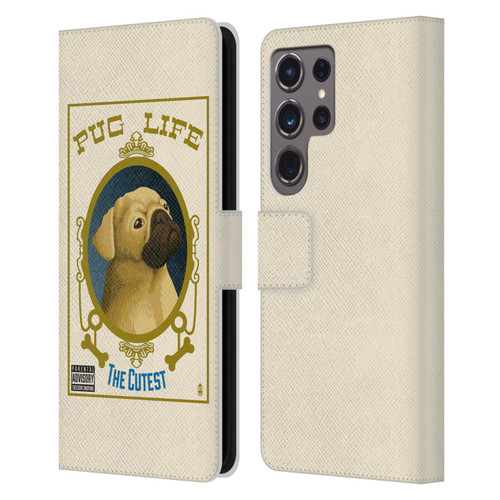 Lantern Press Dog Collection Pug Life Leather Book Wallet Case Cover For Samsung Galaxy S24 Ultra 5G