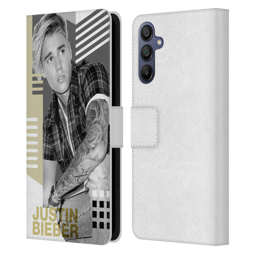 Justin Bieber Purpose B&w Calendar Geometric Collage Leather Book Wallet Case Cover For Samsung Galaxy A15