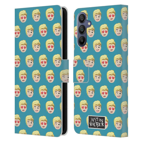 Justin Bieber Justmojis Patterns Leather Book Wallet Case Cover For Samsung Galaxy A15