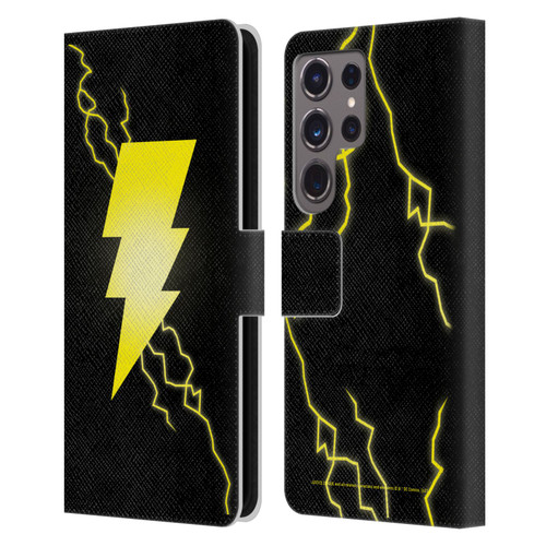Justice League DC Comics Shazam Black Adam Classic Logo Leather Book Wallet Case Cover For Samsung Galaxy S24 Ultra 5G