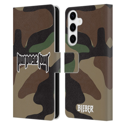 Justin Bieber Tour Merchandise Camouflage Leather Book Wallet Case Cover For Samsung Galaxy S24+ 5G