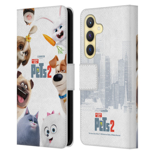 The Secret Life of Pets 2 Character Posters Group Leather Book Wallet Case Cover For Samsung Galaxy S24 5G