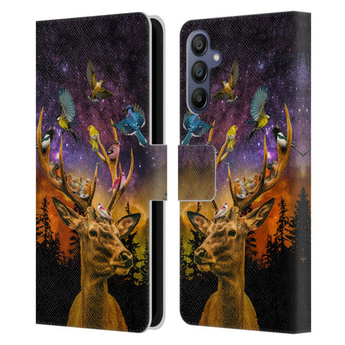 Dave Loblaw Animals Deer and Birds Leather Book Wallet Case Cover For Samsung Galaxy A15