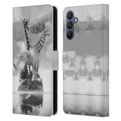 Dave Loblaw Animals Giraffe In The Mist Leather Book Wallet Case Cover For Samsung Galaxy A15