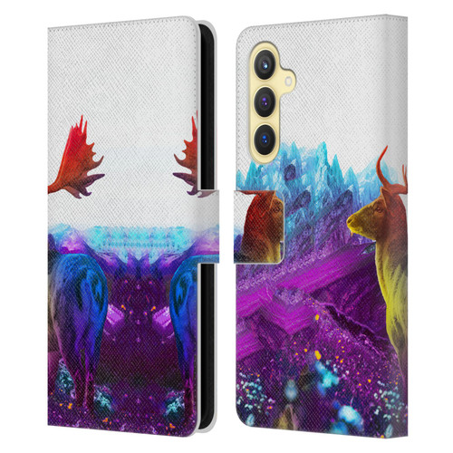Dave Loblaw Animals Purple Mountain Deer Leather Book Wallet Case Cover For Samsung Galaxy S23 FE 5G