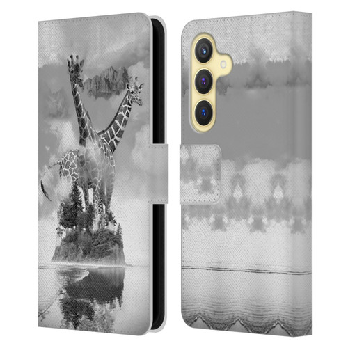 Dave Loblaw Animals Giraffe In The Mist Leather Book Wallet Case Cover For Samsung Galaxy S24 5G