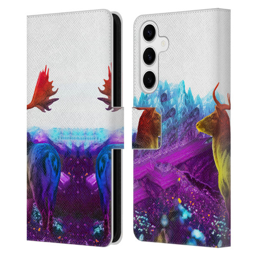 Dave Loblaw Animals Purple Mountain Deer Leather Book Wallet Case Cover For Samsung Galaxy S24+ 5G