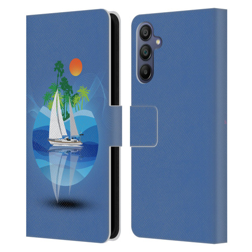 Dave Loblaw Contemporary Art Tropical Waters Leather Book Wallet Case Cover For Samsung Galaxy A15