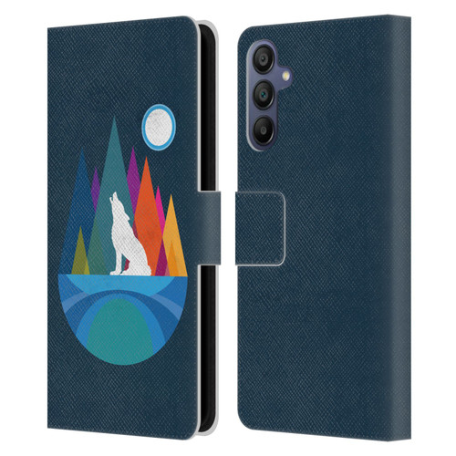 Dave Loblaw Contemporary Art Wolf Mountain With Texture Leather Book Wallet Case Cover For Samsung Galaxy A15