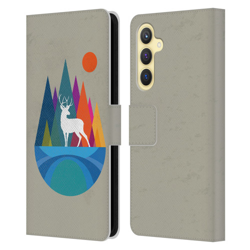 Dave Loblaw Contemporary Art Mountain Deer Leather Book Wallet Case Cover For Samsung Galaxy S23 FE 5G