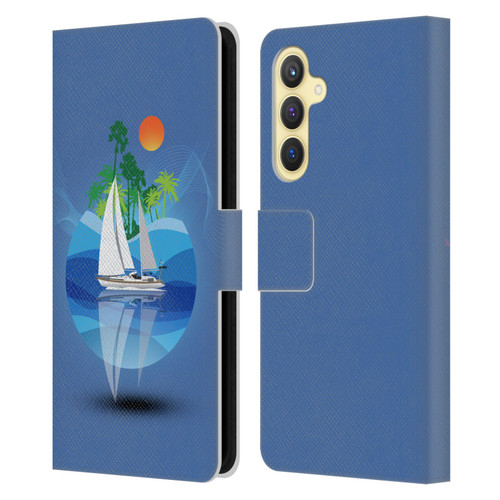 Dave Loblaw Contemporary Art Tropical Waters Leather Book Wallet Case Cover For Samsung Galaxy S23 FE 5G