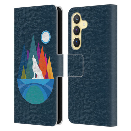 Dave Loblaw Contemporary Art Wolf Mountain With Texture Leather Book Wallet Case Cover For Samsung Galaxy S24 5G