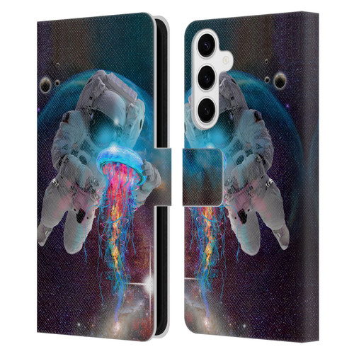 Dave Loblaw Jellyfish Astronaut And Jellyfish Leather Book Wallet Case Cover For Samsung Galaxy S24+ 5G