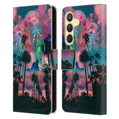 Dave Loblaw Jellyfish California Dreamin Jellyfish Leather Book Wallet Case Cover For Samsung Galaxy S24 5G