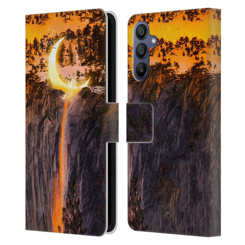 Dave Loblaw Sci-Fi And Surreal Fire Canyon Moon Leather Book Wallet Case Cover For Samsung Galaxy A15