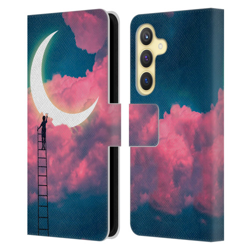 Dave Loblaw Sci-Fi And Surreal Boy Painting Moon Clouds Leather Book Wallet Case Cover For Samsung Galaxy S24 5G