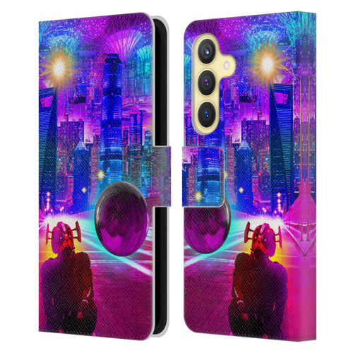 Dave Loblaw Sci-Fi And Surreal Synthwave Street Leather Book Wallet Case Cover For Samsung Galaxy S24 5G