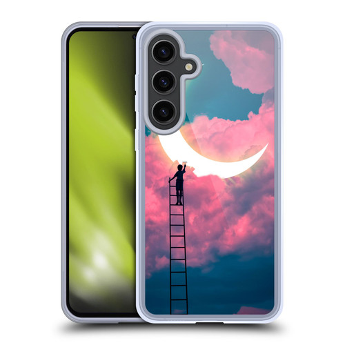 Dave Loblaw Sci-Fi And Surreal Boy Painting Moon Clouds Soft Gel Case for Samsung Galaxy S24+ 5G