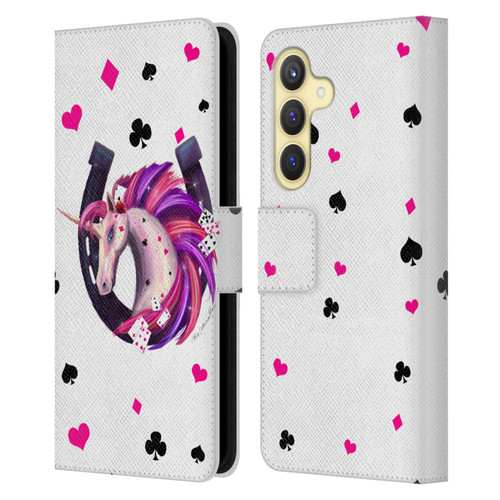 Rose Khan Unicorn Horseshoe Pink And Purple Leather Book Wallet Case Cover For Samsung Galaxy S24 5G