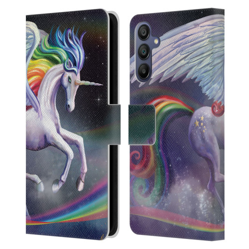 Rose Khan Unicorns Rainbow Dancer Leather Book Wallet Case Cover For Samsung Galaxy A15