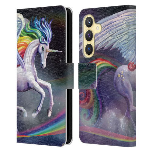 Rose Khan Unicorns Rainbow Dancer Leather Book Wallet Case Cover For Samsung Galaxy S24 5G