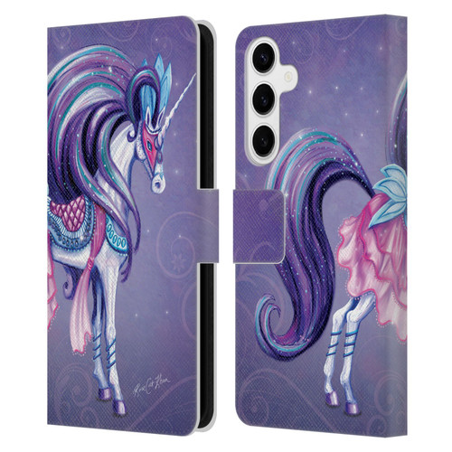 Rose Khan Unicorns White And Purple Leather Book Wallet Case Cover For Samsung Galaxy S24+ 5G