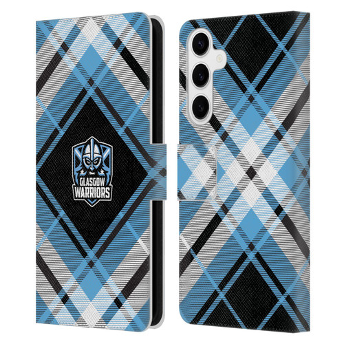 Glasgow Warriors Logo 2 Diagonal Tartan Leather Book Wallet Case Cover For Samsung Galaxy S24+ 5G