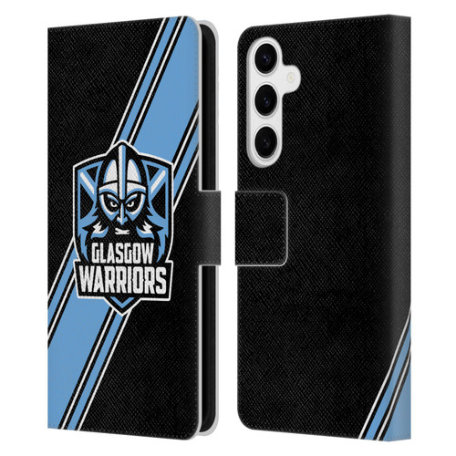 Glasgow Warriors Logo 2 Diagonal Stripes Leather Book Wallet Case Cover For Samsung Galaxy S24+ 5G