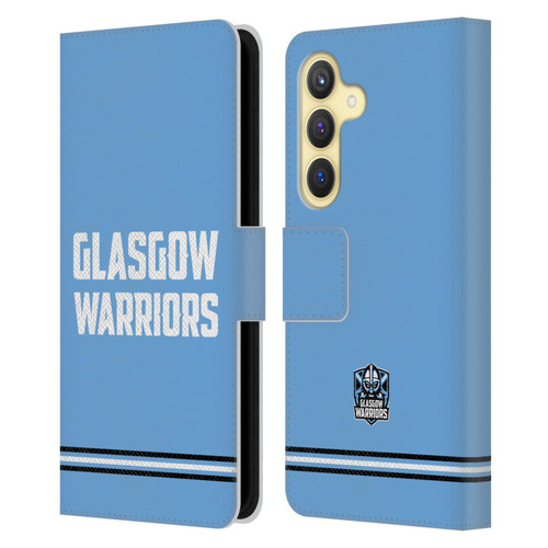 Glasgow Warriors Logo Text Type Blue Leather Book Wallet Case Cover For Samsung Galaxy S24 5G