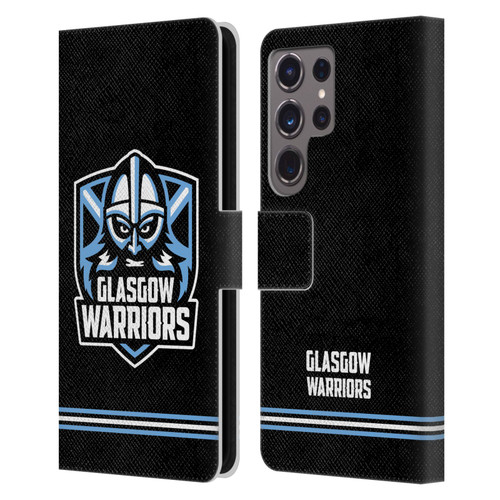 Glasgow Warriors Logo Stripes Black Leather Book Wallet Case Cover For Samsung Galaxy S24 Ultra 5G