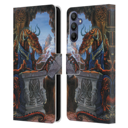 Ed Beard Jr Dragons Ancient Scholar Leather Book Wallet Case Cover For Samsung Galaxy A15