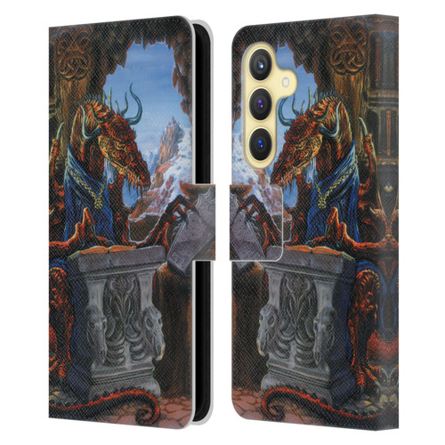 Ed Beard Jr Dragons Ancient Scholar Leather Book Wallet Case Cover For Samsung Galaxy S24 5G