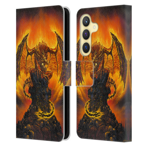 Ed Beard Jr Dragons Harbinger Of Fire Leather Book Wallet Case Cover For Samsung Galaxy S24 5G