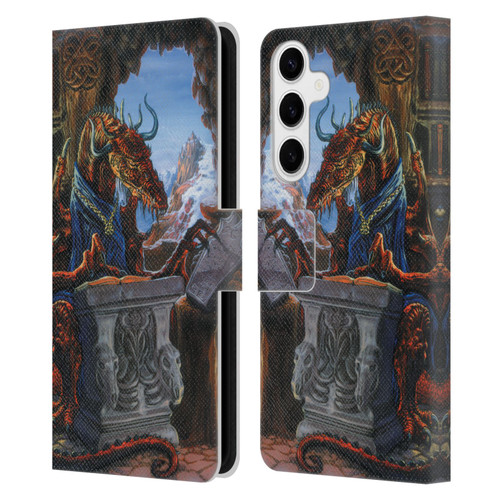 Ed Beard Jr Dragons Ancient Scholar Leather Book Wallet Case Cover For Samsung Galaxy S24+ 5G