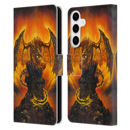 Ed Beard Jr Dragons Harbinger Of Fire Leather Book Wallet Case Cover For Samsung Galaxy S24+ 5G