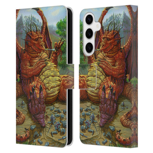 Ed Beard Jr Dragons Lunch With A Toothpick Leather Book Wallet Case Cover For Samsung Galaxy S24+ 5G