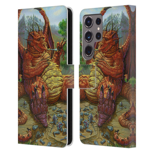 Ed Beard Jr Dragons Lunch With A Toothpick Leather Book Wallet Case Cover For Samsung Galaxy S24 Ultra 5G
