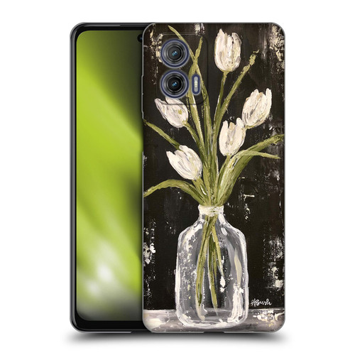 Haley Bush Floral Painting White Tulips In Glass Jar Soft Gel Case for Motorola Moto G73 5G