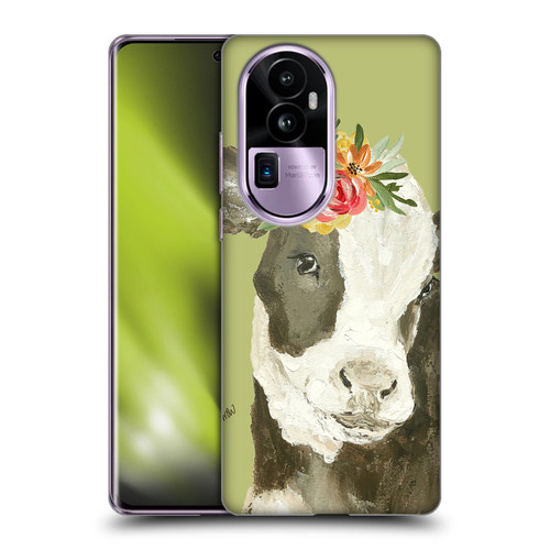 Haley Bush Floral Painting Holstein Cow Soft Gel Case for OPPO Reno10 Pro+