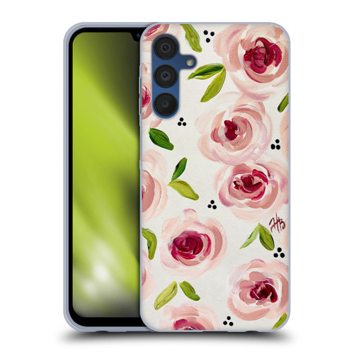 Haley Bush Floral Painting Pink Pattern Soft Gel Case for Samsung Galaxy A15