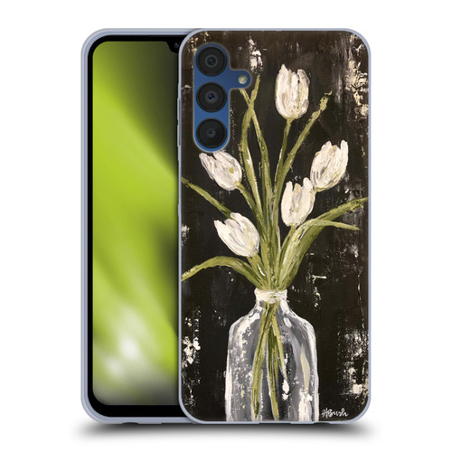 Haley Bush Floral Painting White Tulips In Glass Jar Soft Gel Case for Samsung Galaxy A15