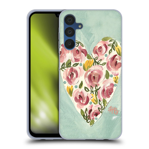 Haley Bush Floral Painting Valentine Heart Soft Gel Case for Samsung Galaxy A15