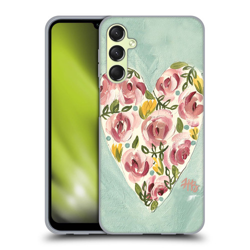 Haley Bush Floral Painting Valentine Heart Soft Gel Case for Samsung Galaxy A24 4G / Galaxy M34 5G